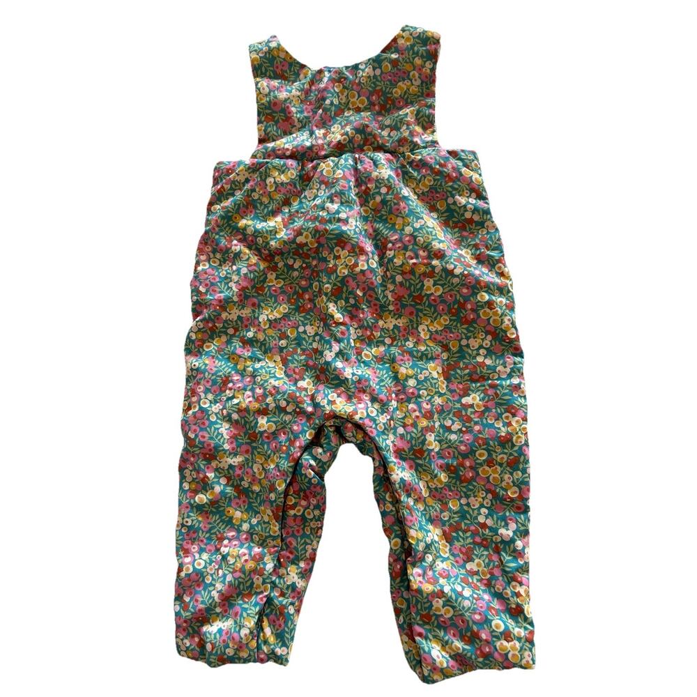Jacadi Paris Baby Girl Blue Floral Jumpsuit Padded Lining‎ 100% Cotton 12 Months